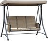 Outsunny Hollywoodschaukel mit Seitentasche, mit verstellbarem Sonnendach, 3-Sitzer, mit verstellbarem Sonnendach, 3-Sitzer Gartenschaukel, 1 tlg, Schaukelbank, belast bis 300kg, für Garten, Terrasse, 196 x 128 x 172 cm, Braun Bild 4