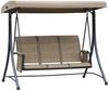 Outsunny Hollywoodschaukel mit Seitentasche, mit verstellbarem Sonnendach, 3-Sitzer, mit verstellbarem Sonnendach, 3-Sitzer Gartenschaukel, 1 tlg, Schaukelbank, belast bis 300kg, für Garten, Terrasse, 196 x 128 x 172 cm, Braun Bild 5