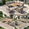 Merax Gartenlounge-Set, 7-Sitzer L-förmiges Gartensofa-Set mit Sessel, geflochtenen Armlehnen, Wetterfeste Eckgarnitur aus Eisen, mit Holz-Couchtisch, Mit Polstern & Kissen, Beige Bild 5