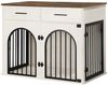 Hzuaneri Hundekäfig, mit 2 Schubladen, für den Innenbereich mit Ladestation, Beistelltisch, für mittelgroße/große Hunde, Holz Weiß Braun, 100 × 60 × 81 cm Bild 2