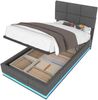 Polsterbett 90x200 cm mit LED, USB-Anschlüssen und Stauraum – Samtbezug in Dunkelgrau Bild 5