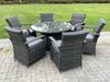 Fimous Rattan Gartenmöbel Essplatz Tisch und Stuhl Set Wicker Patio 6 Stühle Plus Runde Klar Gehärtetes Glas Tisch Bild 2