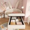 Merax Polsterbett, 90x190cm, Jugendbett, Einzelbett mit Hasenohren-Kopfteil, Kinderbett mit Hydraulischem Stauraum & Nachttisch, Samt Softbett, Beige (Ohne Matratze) Bild 3