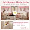 Merax Polsterbett, 90x190cm, Jugendbett, Einzelbett mit Hasenohren-Kopfteil, Kinderbett mit Hydraulischem Stauraum & Nachttisch, Samt Softbett, Beige (Ohne Matratze) Bild 5