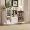 Merax Sideboard 140 x 40 x 79,5 cm, weiße und braune Holzmaserung - 2 Türen, 2 Schubladen Bild 3