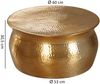 Couchtisch 60 x 30,5 x 60 cm Aluminium Gold Beistelltisch orientalisch rund, Flacher Hammerschlag Sofatisch Metall, Design Wohnzimmertisch modern, Loungetisch indisch Stubentisch klein Bild 4