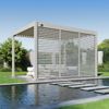 Weide Lamellenwand horizontal Ivory Sand Aluminium als Pergola Sichtschutz Bild 4