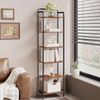 Bücherregal, Regal, Standregal, Schmales Bücherregal, Industrielles Eckregal, Schlankes Regal für Heimbüro, Wohnzimmer, Schlafzimmer, Küche, 6 Ebenen Vintagebraun-Schwarz Bild 4