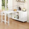 Sideboard mit ausklappbarer Tischplatte, MDF & Glas, 116 x 40 x 78,5 cm, Weiß Bild 4