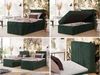 Boxspringbett TILIANO 90x200 Cord inkl. Bettkasten, Einzelbett 7-Zonen Multipocket-Matratze & Topper, Modernes Design mit hohem Kopfteil - Dunkelgrün Cordstoff - H3 - Topper Visco Bild 2