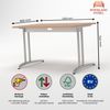 Rheinland Möbel Statio Schreibtisch 120x80 cm höhenverstellbar ±10 mm in Nussbaum – ergonomischer Bürotisch für Homeoffice & Büro, C-Fuß, Kabelwanne, einfache Montage, FSC® zertifiziert Bild 3