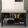 Schuhregal 81x32x50 cm offener Schuhschrank 2 Böden stabile Schuhbank Beige Bild 4