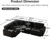 4-Sitzer Sofa 382x104x69 cm aus Cordstoff rahmenlos modular, schwarz Bild 4