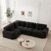 4-Sitzer Sofa 382x104x69 cm aus Cordstoff rahmenlos modular, schwarz Bild 3