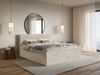 Selsey 'Softie' Boxspringbett 160x200 cm mit Topper und Stauraum, Velours wasserabweisend, Beige Bild 2