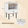 2er Set Nachttisch Nachttisch mit Schublade & offenem Ablagefach moderner Sofatisch mit Metallbeinen Weiß Bild 2