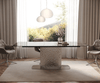 Esstisch Edge 180-220x100 Keramik Emperador Extra Lucidato Dunkelbraun Wave Edelstahl ausziehbar Bild 2