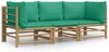 vidaXL 3-tlg. Garten-Lounge-Set mit Grünen Kissen Bambus 3155151 Bild 2
