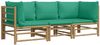 vidaXL 3-tlg. Garten-Lounge-Set mit Grünen Kissen Bambus 3155151 Bild 3