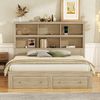 Doppelbett 160x200 cm mit Stauraum und USB-Anschluss, modernes Bett mit Kopfteilregal und 2 Schubladen am Fußende, Holzoptik Natur Bild 4