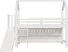 Kinderbett, Einzelbett, 90*200 cm, Multifunktionales Kinderbett ,Mit Rutsche & Treppen & Schließfach & Regal ,Ohne Matratze, Massivholz+MDF, Weiß Bild 5