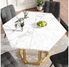 Refined Living Esstisch Sechseckiger Esstisch mit Marmormuster, Küchentisch, Frühstückstisch (Wohnzimmertisch 110 × 95 cm, Marmor-Optik Tisch, Esstisch Metallbeine Gold, Esszimmer Tisch Stilvoll, Tisch mit verstellbaren Füßen, Robustes Metallgestell, 1... Bild 3