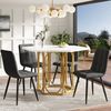 Refined Living Esstisch Sechseckiger Esstisch mit Marmormuster, Küchentisch, Frühstückstisch (Wohnzimmertisch 110 × 95 cm, Marmor-Optik Tisch, Esstisch Metallbeine Gold, Esszimmer Tisch Stilvoll, Tisch mit verstellbaren Füßen, Robustes Metallgestell, 1... Bild 2