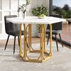 Refined Living Esstisch Sechseckiger Esstisch mit Marmormuster, Küchentisch, Frühstückstisch (Wohnzimmertisch 110 × 95 cm, Marmor-Optik Tisch, Esstisch Metallbeine Gold, Esszimmer Tisch Stilvoll, Tisch mit verstellbaren Füßen, Robustes Metallgestell, 1... Bild 4
