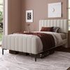 Polsterbett 90x200 cm mit Matratze & verstellbarem Kopfteil, Grau-Beige Leinen Bild 3