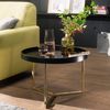 Wohnling Couchtisch, Tulpenholz Schwarz/Metall Gold, 58,5 x 42 x 58,5 cm, rund Bild 4