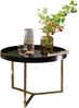 Wohnling Couchtisch, Tulpenholz Schwarz/Metall Gold, 58,5 x 42 x 58,5 cm, rund Bild 2