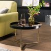 Wohnling Couchtisch, Tulpenholz Schwarz/Metall Gold, 58,5 x 42 x 58,5 cm, rund Bild 3