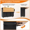 Kücheninsel MDF mit klappbarer Arbeitsplatte & Rollen, 140x40/70x93,5 cm, Schwarz Bild 2