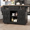Kücheninsel MDF mit klappbarer Arbeitsplatte & Rollen, 140x40/70x93,5 cm, Schwarz Bild 3