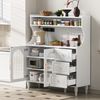 Hochschrank mit Fluted-Glas, 3 Schubladen & USB-Anschluss, 120 x 40 x 138,5 cm, Weiß Bild 3