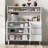 Hochschrank mit Fluted-Glas, 3 Schubladen & USB-Anschluss, 120 x 40 x 138,5 cm, Weiß Bild 2