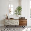 FineBuy Sideboard Sheesham Massivholz 175 cm 2 Türen & 3 Schubladen - Massive Retro Kommode Steinoptik - Design Natur Anrichte - Handmade Industrial Bild 1