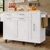Merax Kücheninsel, Küchenschrank, buffetschrank, Speisewagen mit Holzmaserung, Multifunktionale Esstisch mit Speicherraum, Speisewagen mit Snackregalen und Stretchfunktionsschränken, weiß Bild 3