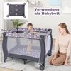 3 in 1 Beistellbett klappbar Reisebett mit Matratze Hängespielzeug Spieluhr Grau Bild 2