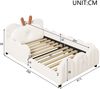 Merax Einzelbett, Kinderbett 90x200 Gepolstertes Plattformbett mit Kissen in Kaninchenform, Beige Bild 4