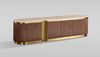 Livin Hill Stilig ST916D TV-Sideboard, MDF, Walnussfurnier, Travertin, Edelstahl, 50 x 40 x 200 cm Bild 2