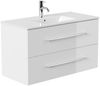 Badmöbel Set Firenze 100 2tlg. Spiegelschrank Softclose weiß hochglanz : Weiss hochglanz Bild 2