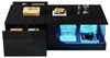 KLAM HOME Couchtisch 100*50*30cm Couchtisch,Sofatisch mit 2 Schubladen, MDF Wohnzimmertisch (Hochglanz Wohnzimmer Beistelltisch, schwarzer Designtisch), kaffeetisch mit LED,Tragender Tisch aus gehärtetem Glas Bild 4