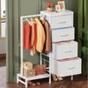 OYRREU Kommode mit Kleiderstange & Schuhablage, Aufbewahrungsschrank (Set mit 4 Stoffschubladen, Kleiderständer 1-St. mit Schuhregal), 3-in-1-Funktion, platzsparend, Garderoberständer 76 x 30 x 111 cm Bild 3