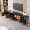 TV Lowboard 200 cm Schwarz Marmor & Holzoptik mit LED Beleuchtung - Moderner Fernsehschrank RGB Licht,staubsaugerroboterfreundlich Bild 4