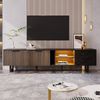 TV Lowboard 200 cm Schwarz Marmor & Holzoptik mit LED Beleuchtung - Moderner Fernsehschrank RGB Licht,staubsaugerroboterfreundlich Bild 3