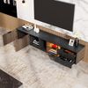 TV Lowboard 200 cm Schwarz Marmor & Holzoptik mit LED Beleuchtung - Moderner Fernsehschrank RGB Licht,staubsaugerroboterfreundlich Bild 5