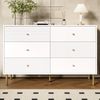 Modernes 6-Schubladen-Kommode, Weiße Aufbewahrungs-Kommode mit Zinklegierung-Griffen & Stahlbeinen, 120×40×78cm MDF-Schrank für Schlafzimmer, Wohnzimmer, Eingangsbereich Bild 3