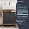 FACKELMANN FINN Waschbecken mit Unterschrank 60 cm breit, Anthrazit/Braun hell, Waschbecken Keramik Weiß + Holzfüße Bild 2