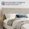 Home Collective Polsterbett 140x200 und 160x200 cm mit Lattenrost und weichem Bezug, Bettgestell (Doppelbett mit gepolstertem Kopfteil, robustes Gestell, hoher Liegekomfort), 140x200 cm, Beige, Cordbezug Bild 4
